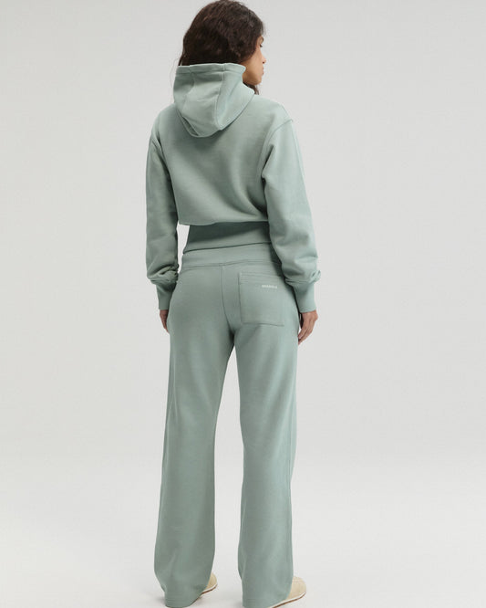 Rib Waist Straight Leg Sweatpants - Cloud Blue