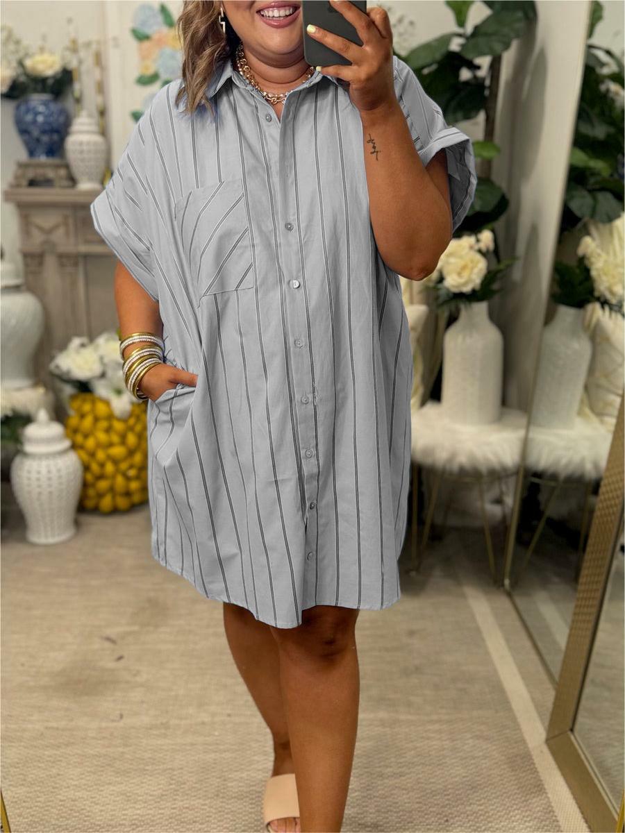 Robe-Chemise Rayée Boutonnée pour Femme (2 achetées, livraison gratuite)