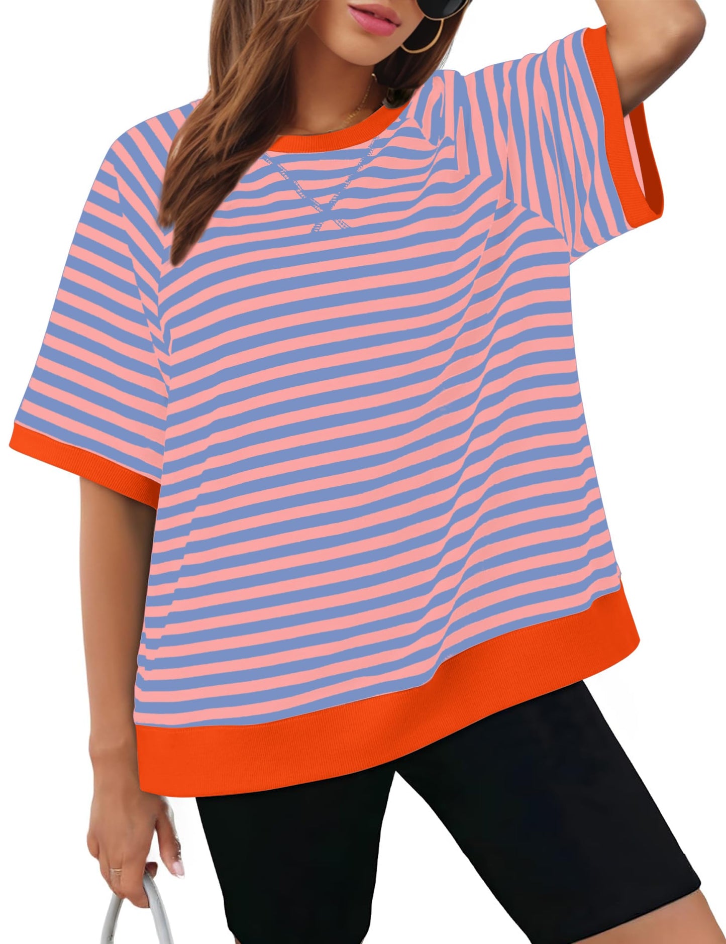 T-shirts surdimensionnés rayés pour femmes (3 achetés, livraison offerte)