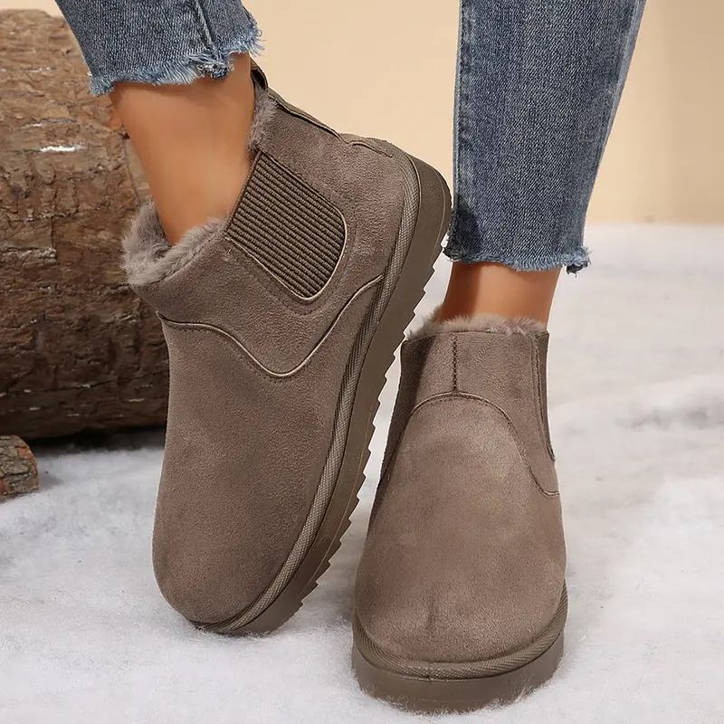 🔥 Commandez aujourd'hui et recevez 49 % de réduction - Bottes d'hiver courtes, fourrées, confortables, à enfiler, avec bout rond