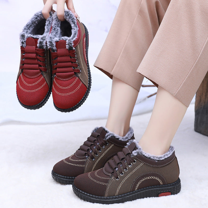 Chaussons d'hiver doublés polaire, chauds, antidérapants et à semelle souple pour femme