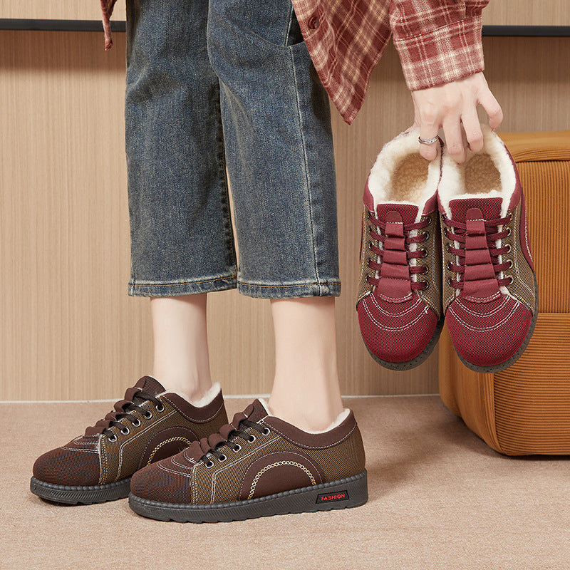 Chaussons d'hiver doublés polaire, chauds, antidérapants et à semelle souple pour femme
