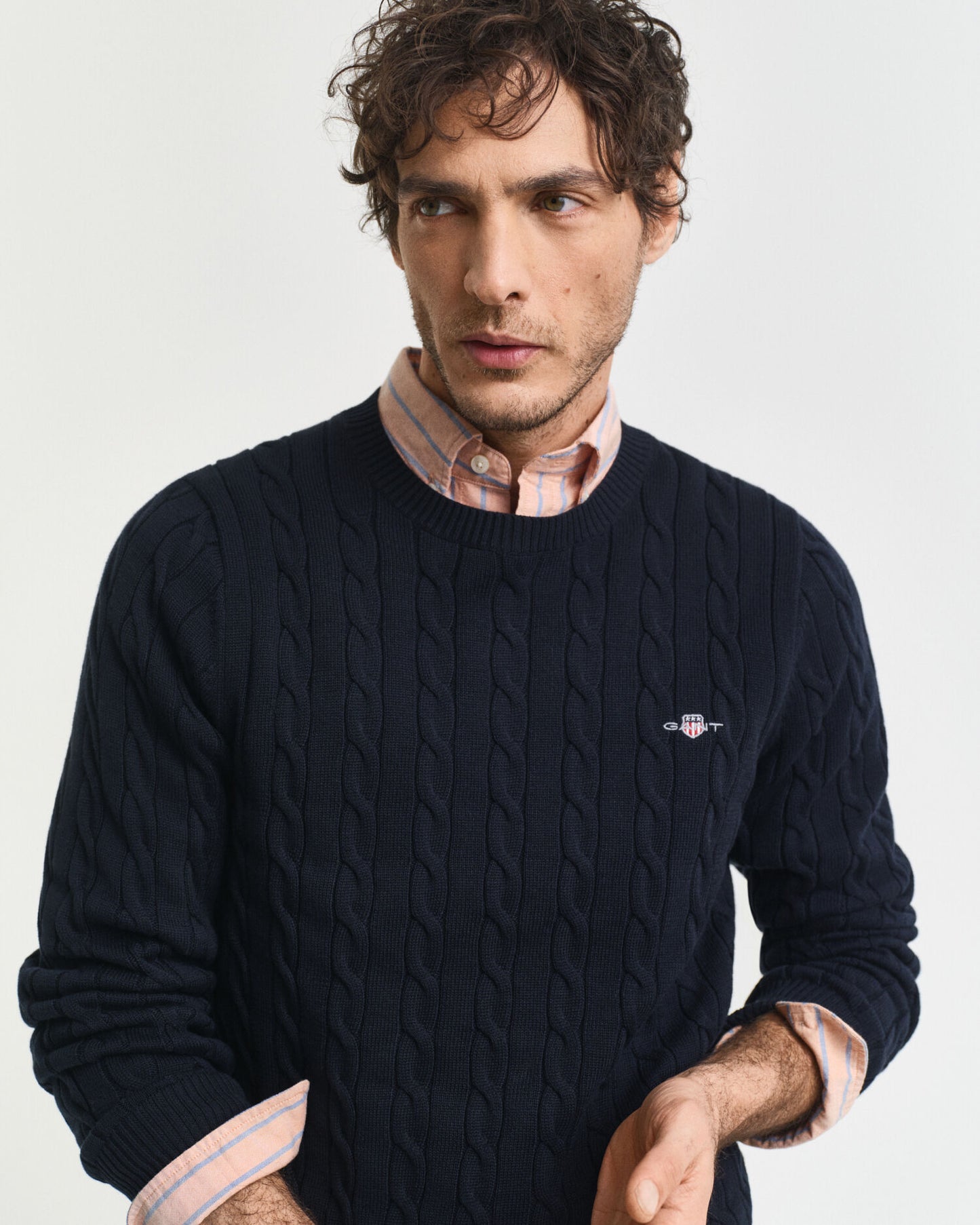 Cotton Cable Knit Crew Neck Sweater